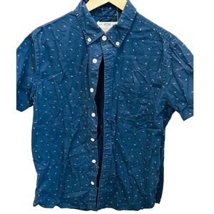 Urban Pipeline Short Sleeve Button Down Shirt Navy White Pattern Size Medium